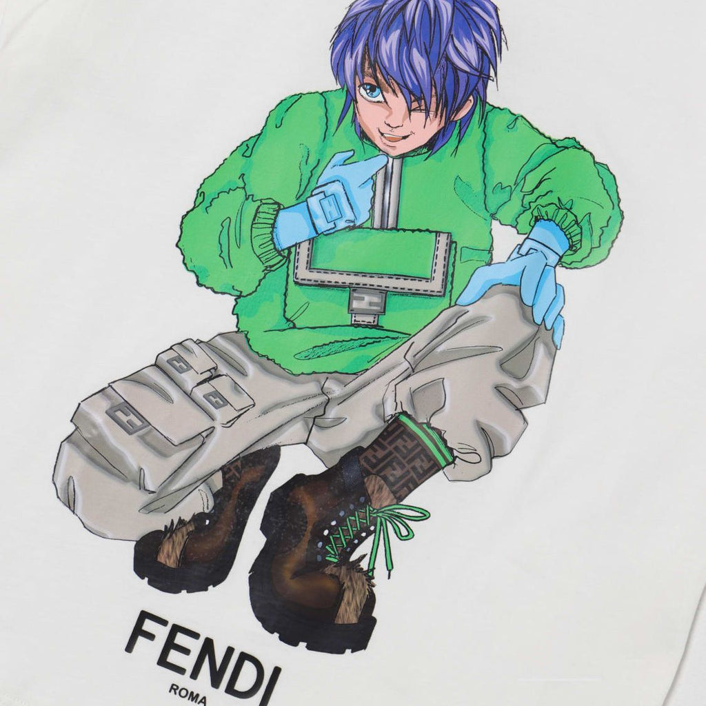 Kaos Pendek FENDI dengan Motif Gambar/Cetak, Cocok untuk Pria dan WanitaF-42