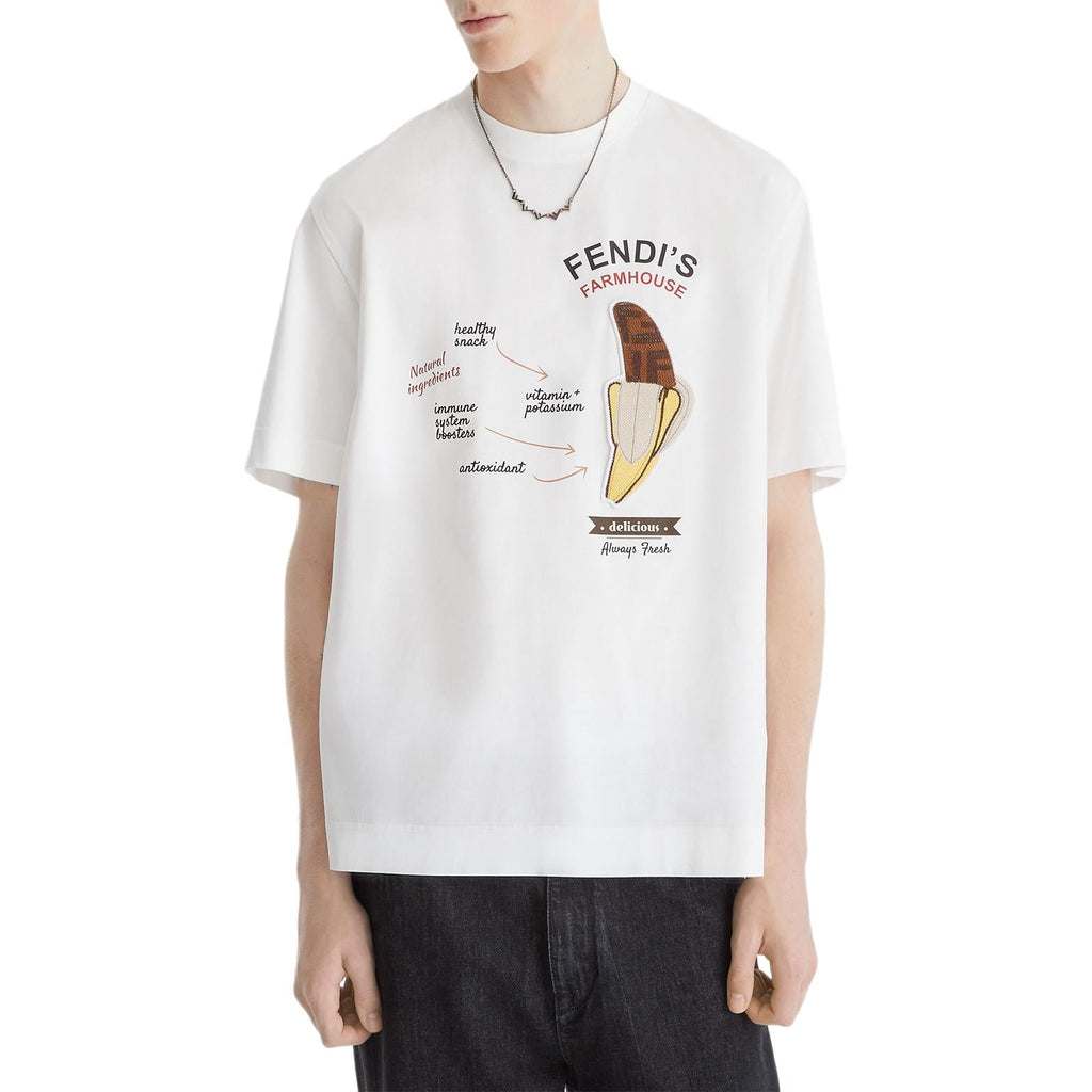 Kaos Pendek FENDI dengan Motif Gambar/Cetak, Cocok untuk Pria dan WanitaF-23