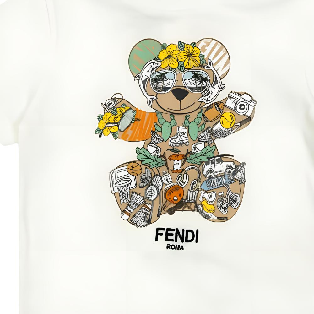 Kaos Pendek FENDI dengan Motif Gambar/Cetak, Cocok untuk Pria dan WanitaF-34