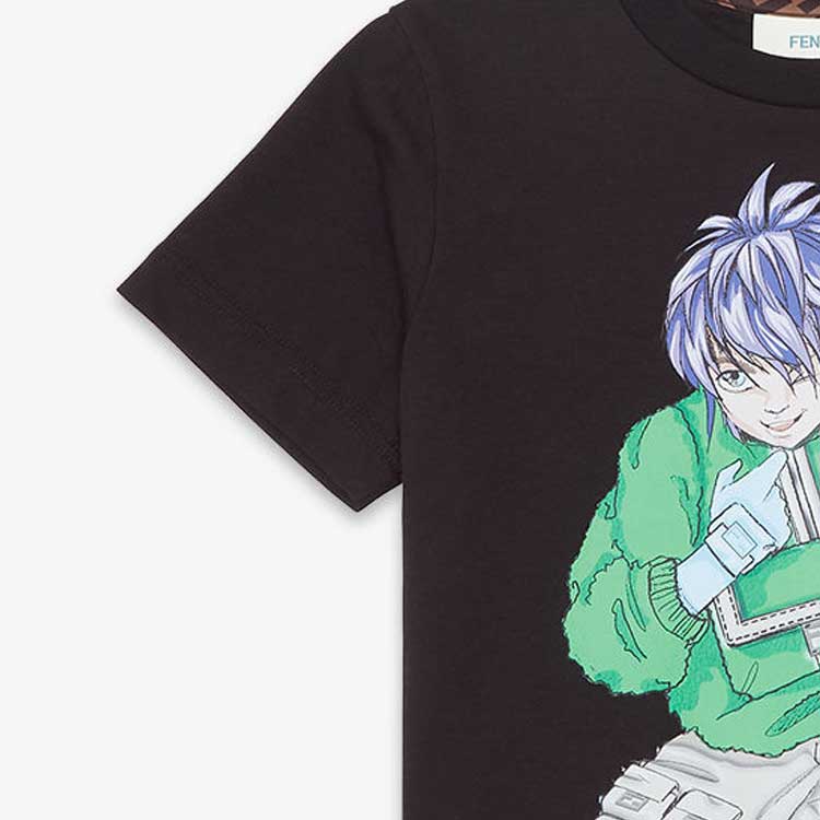 Kaos Pendek FENDI dengan Motif Gambar/Cetak, Cocok untuk Pria dan WanitaF-43