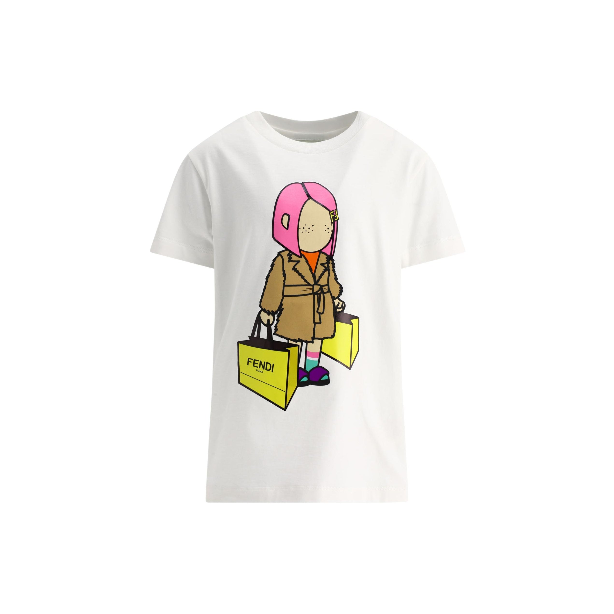 Kaos Pendek FENDI dengan Motif Gambar/Cetak, Cocok untuk Pria dan WanitaF-41