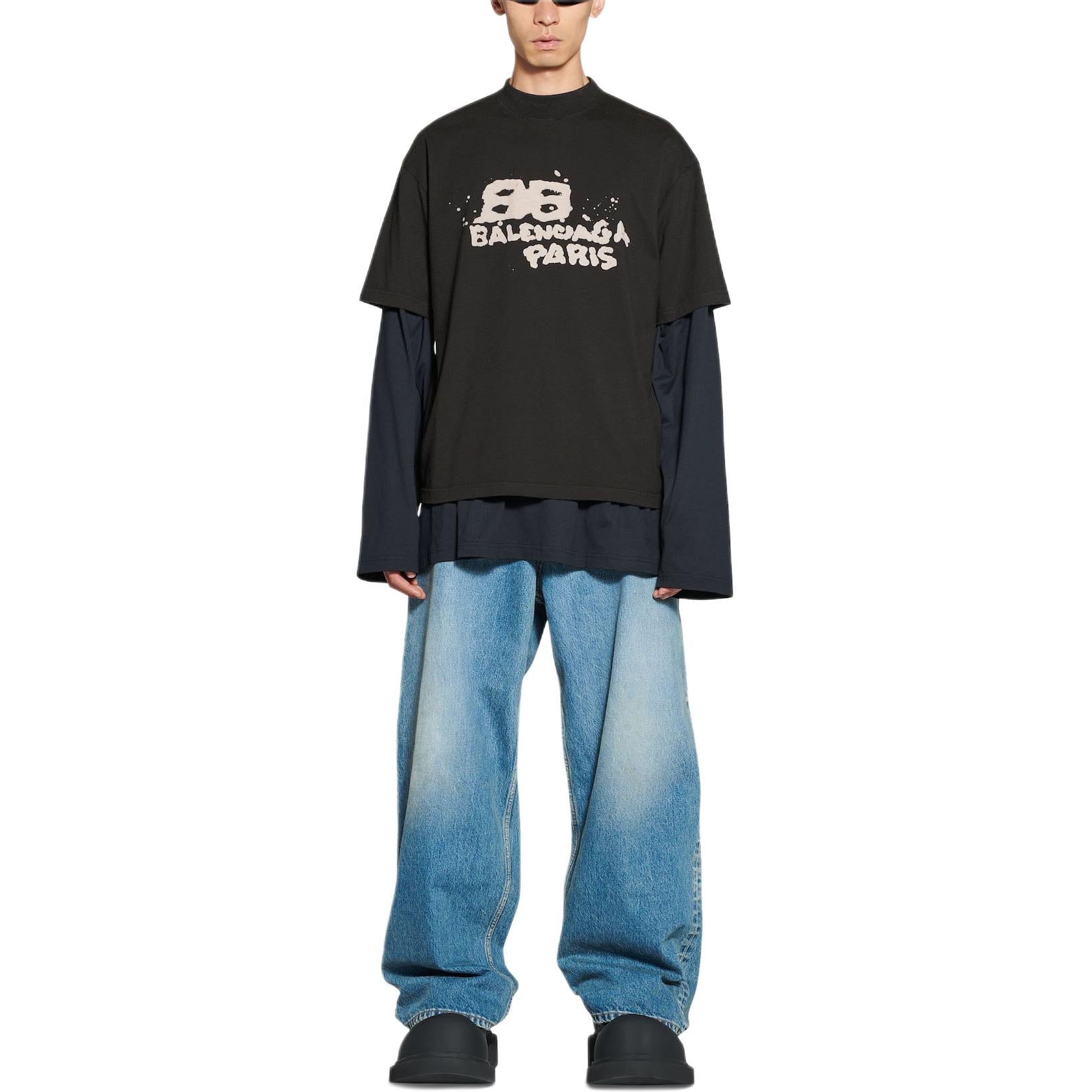 Kaos Pendek Balenciaga dengan Motif Gambar/Cetak, Cocok untuk Pria dan Wanita -BA-4