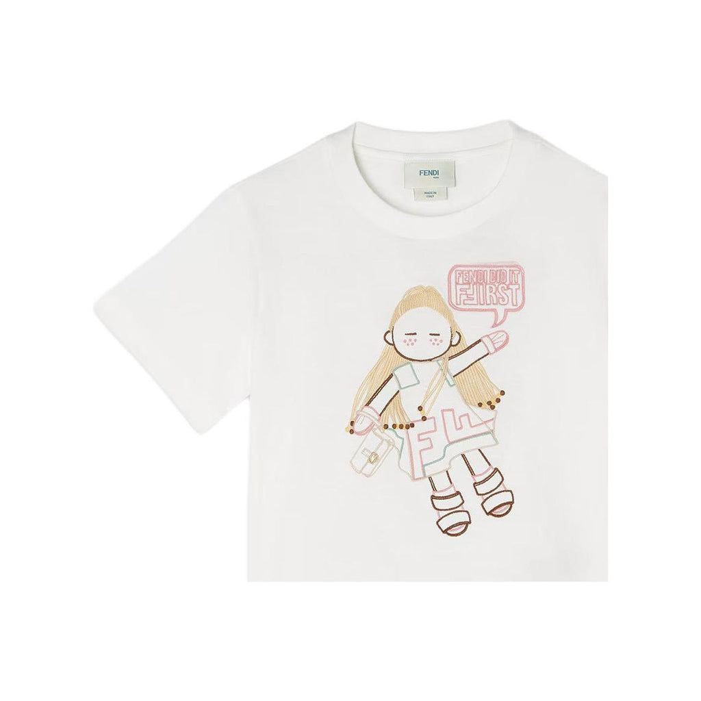 Kaos Pendek FENDI dengan Motif Gambar/Cetak, Cocok untuk Pria dan WanitaF-44