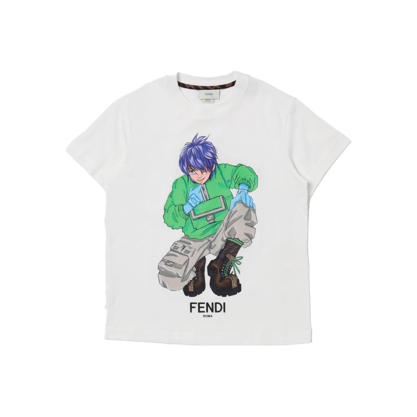 Kaos Pendek FENDI dengan Motif Gambar/Cetak, Cocok untuk Pria dan WanitaF-42