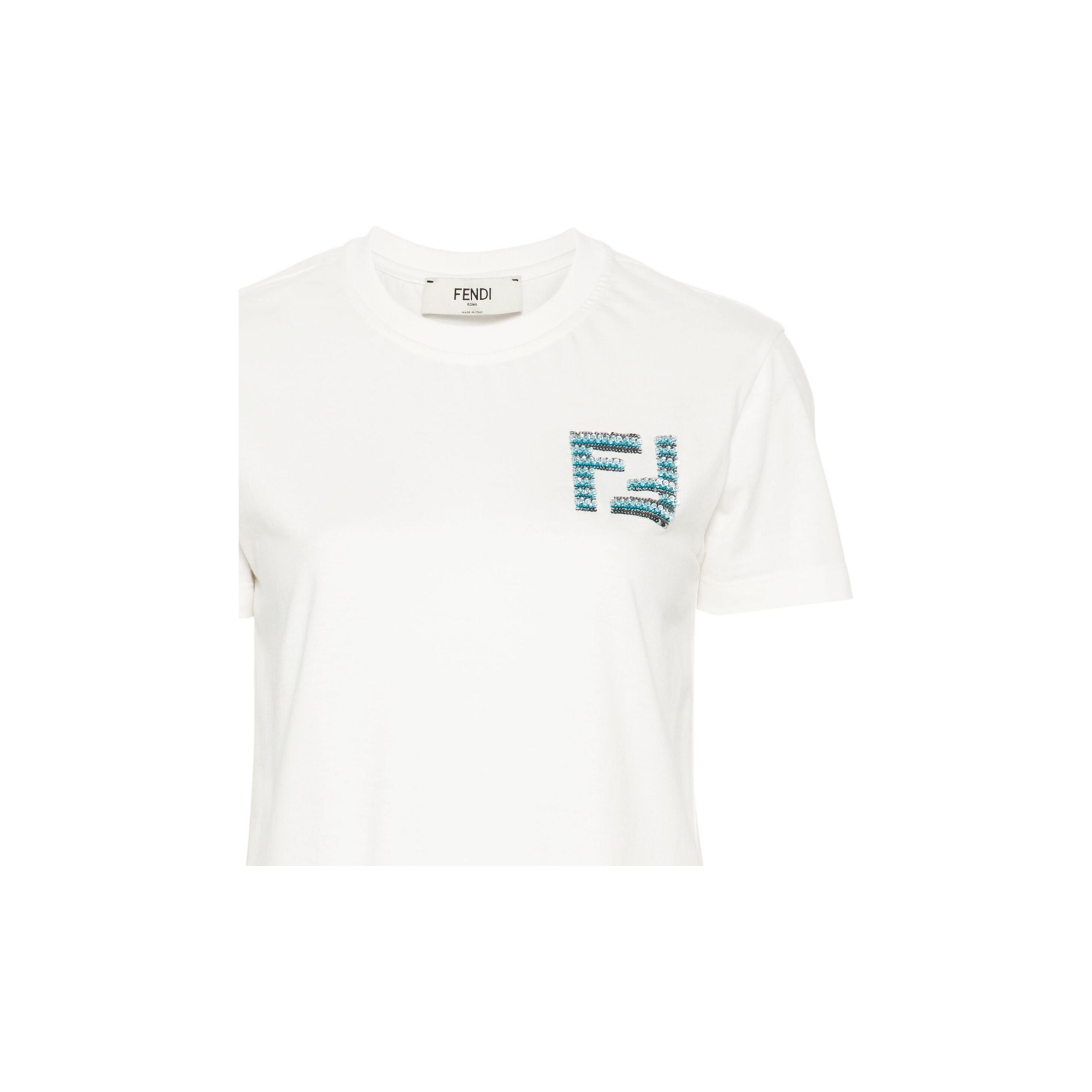 Kaos Pendek FENDI dengan Motif Gambar/Cetak, Cocok untuk Pria dan WanitaF-20