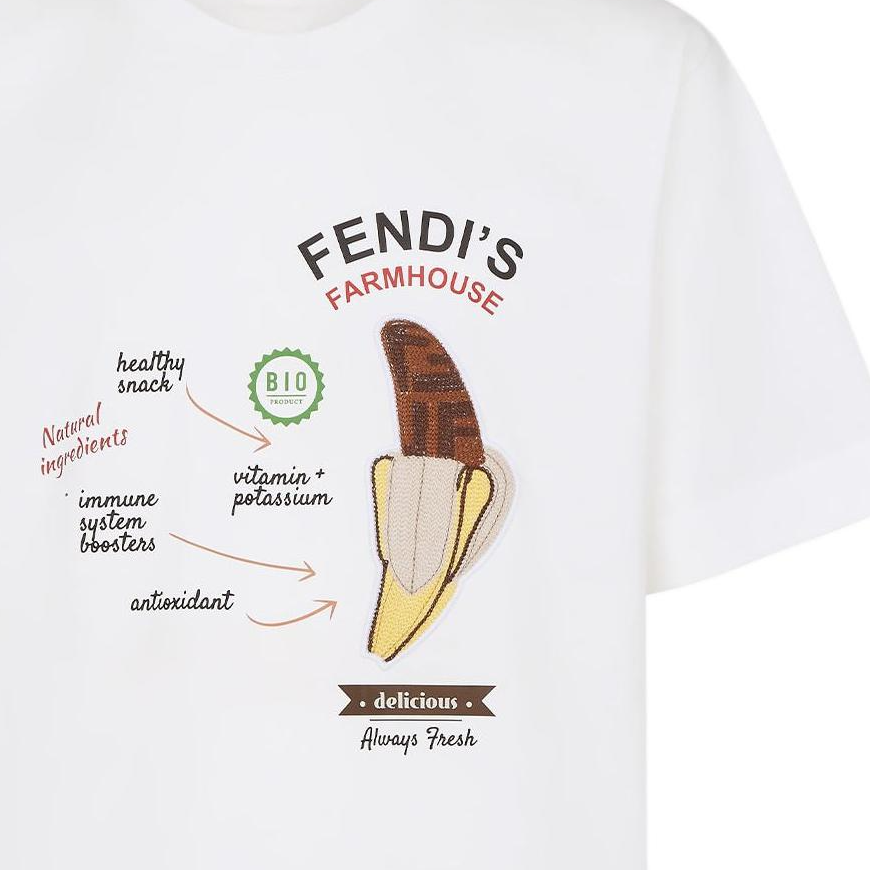 Kaos Pendek FENDI dengan Motif Gambar/Cetak, Cocok untuk Pria dan WanitaF-23