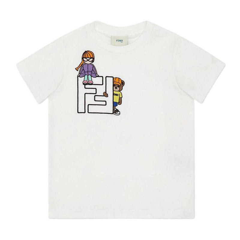 Kaos Pendek FENDI dengan Motif Gambar/Cetak, Cocok untuk Pria dan WanitaF-32