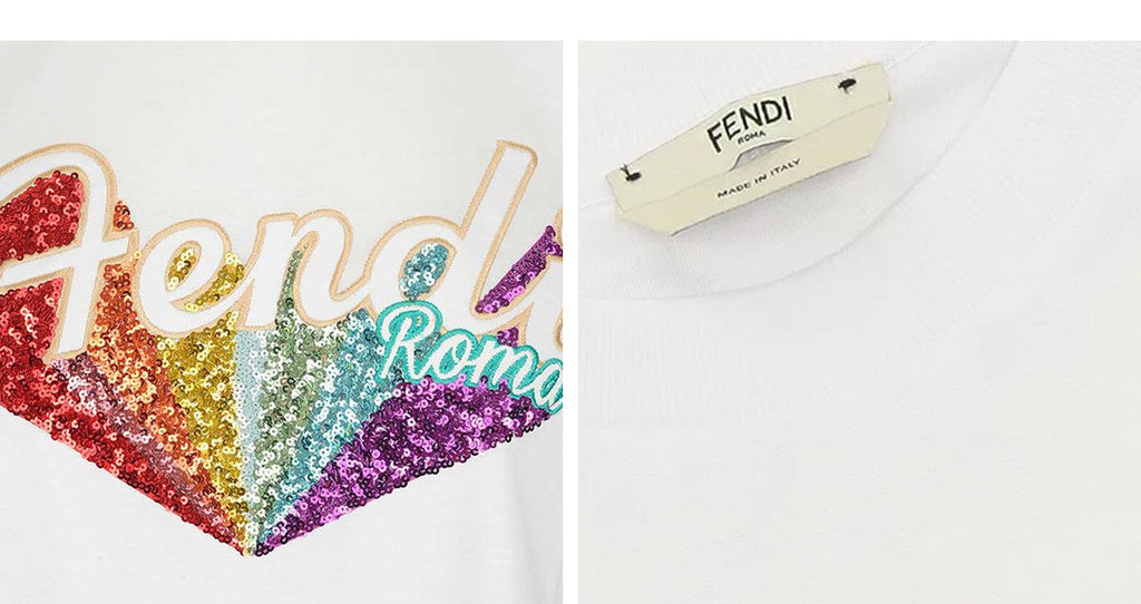 Kaos Pendek FENDI dengan Motif Gambar/Cetak, Cocok untuk Pria dan WanitaF-31