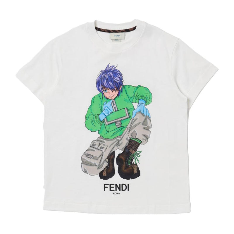 Kaos Pendek FENDI dengan Motif Gambar/Cetak, Cocok untuk Pria dan WanitaF-42