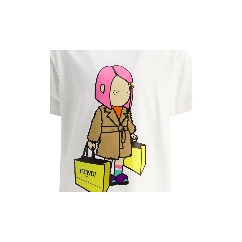 Kaos Pendek FENDI dengan Motif Gambar/Cetak, Cocok untuk Pria dan WanitaF-41