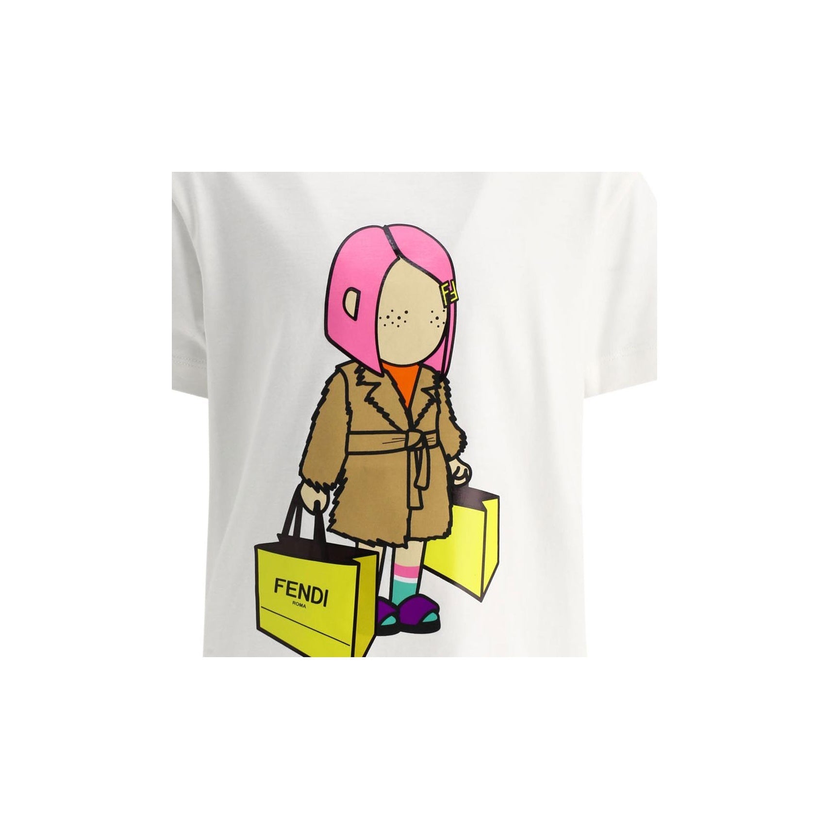 Kaos Pendek FENDI dengan Motif Gambar/Cetak, Cocok untuk Pria dan WanitaF-41