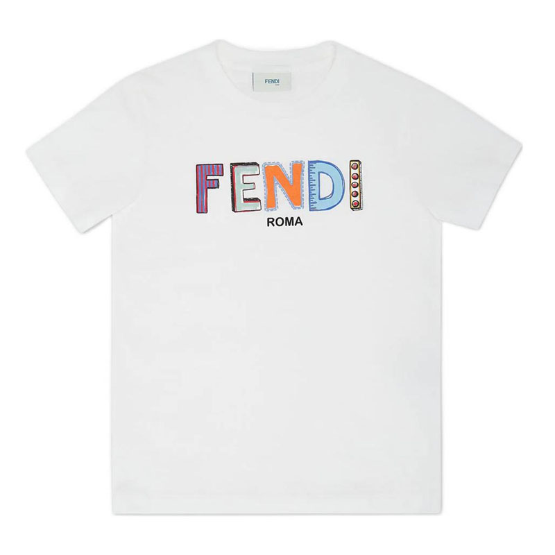 Kaos Pendek FENDI dengan Motif Gambar/Cetak, Cocok untuk Pria dan WanitaF-04