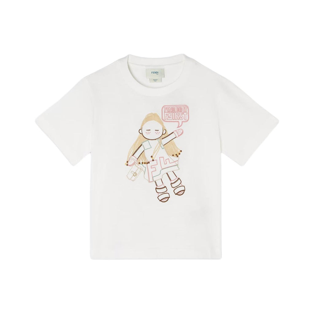 Kaos Pendek FENDI dengan Motif Gambar/Cetak, Cocok untuk Pria dan WanitaF-44