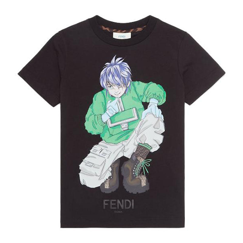 Kaos Pendek FENDI dengan Motif Gambar/Cetak, Cocok untuk Pria dan WanitaF-43